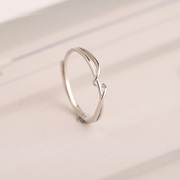 s925纯银简约百搭缠绕戒指女小众设计轻奢素圈指环时尚个性食指戒
