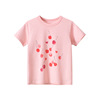儿童短袖t恤女宝宝韩版卡通，童装夏季女孩水果印花圆领粉红色可爱