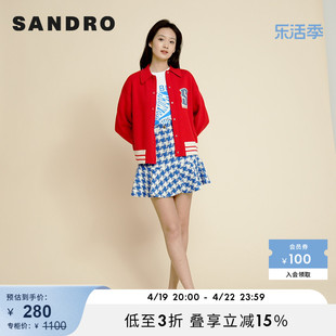 sandrooutlet女装春季法式时尚，棉质字母图案短袖t恤sfpts01038