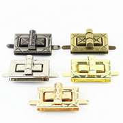 箱包五金配件金色压铸拧锁 编织条纹长方形锁 包包手袋锁扣辅料