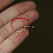 比芝麻还小的戒指，18k金珠手工编绳特细特细小戒指可调节