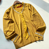 复古橙黄色真丝桑蚕丝，针织衫含羊毛保暖长袖，上衣花边蝴蝶结领毛衣