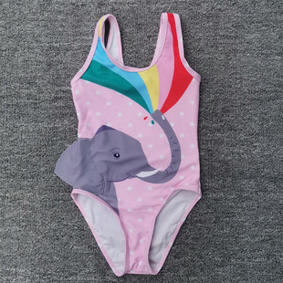 2023儿童连体泳衣女童可爱粉色波点大象中小童宝宝速干泳装