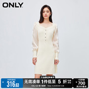 ONLY春夏气质百搭泡泡袖A字短款针织连衣裙女123446009