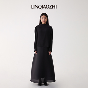 林乔芝2024春季设计师品牌真丝，上衣长袖打底衫，长袖t恤女