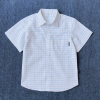 男童格子短袖衬衫，夏季女童半袖学生班服儿童校服，蓝色双线格子衬衣