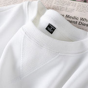 340g重磅纯棉毛圈布白色(布，白色)圆领卫衣纯色，厚实基础百搭运动上衣男女款