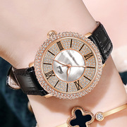 真皮带罗马贝母表盘表，gedi歌迪网红同款韩版时尚满天星手表防水女