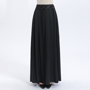 丝绸弹力斜纹明线装饰立体加捻工艺黑色垂顺A字桑蚕丝半身裙