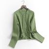 c293纯色镂空钩花穿带，圆领单排扣针织，开衫插肩长袖秋冬女毛衣