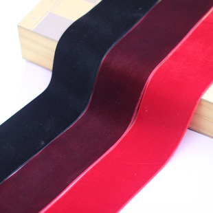 5cm植绒丝带蝴蝶结diy材料，红丝绒装饰彩带，发饰辅料天鹅绒带子缎带