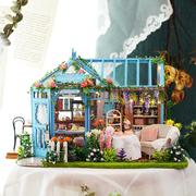 蔷薇庭园茶屋diy小屋创意，房子模型手工，制作田园景观家居礼物