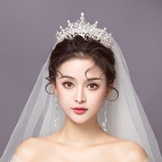 -新娘头饰结婚头纱三件套韩式高级感主婚纱头冠王冠女发饰生
