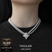 toggler少女心事系列蕾丝，宝石双层珍珠，项链原创小众设计锁骨链