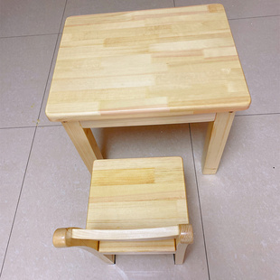 实木儿童书桌双人学习家用写字桌，幼儿园桌子正方形木桌松木小方桌