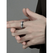 男士戒指潮男个性钛钢镶钻不掉色男高级感设计可旋转解压食指指环