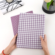 棉麻布料背景布印花布紫色格子，桌布窗帘沙发面料diy布头处理