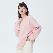 gcrues甜美风嫩粉色卫衣韩版宽松上衣2024春装设计感长袖T恤