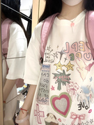 纯棉白色半袖t恤女宽松韩版2023夏季女装短袖，上衣设计感小众