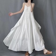 设计感小众森女日系文艺复古可扎染连衣裙2024夏季大码女装吊带裙