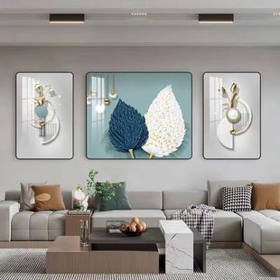 现代轻奢壁画沙发背景墙上画卧室镶钻有框高档简约客厅中式装饰画