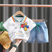 宝宝夏装男童套装1-3岁2023帅气4儿童短袖婴儿夏季洋气小童装