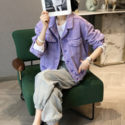 香芋紫牛仔外套女短款设计感小众休闲上衣春秋夏2022年欧洲站