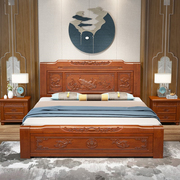 中式实木床仿古双人床1.8米婚床新古典主卧明清雕花橡木储物大床
