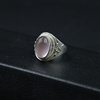 尼泊尔手工银饰品粉水晶芙蓉石戒指女开口指环个性创意复古民族风