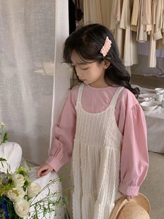 女童春装2024套装裙儿童洋气，韩版宝宝打底衫吊带公主裙两件套