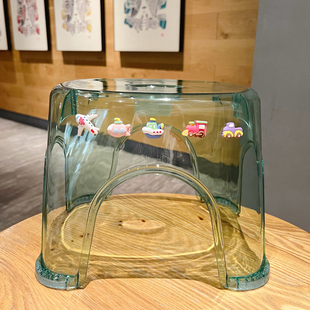卡通透明家用小板凳可叠放塑料矮凳子浴室透明矮款椅子儿童洗澡凳