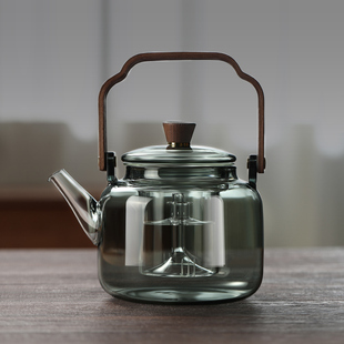 围炉煮茶壶透黑提梁壶玻璃电陶炉煮茶器炭火炉烧水蒸煮一体泡茶壶