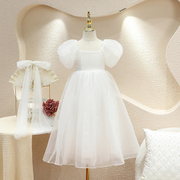 2024夏季女童仙女裙气质白色，网纱长裙公主裙，礼服大裙摆连衣裙