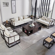 东墅现代新中式全实木布艺真皮沙发组合轻奢禅意客厅黑檀木家具P6