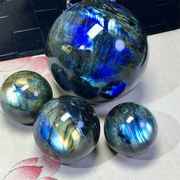 天然拉长石球水晶球灰月光原石打磨蓝光彩虹饰品摆件一物一图摆件