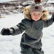 瑞典KULING 儿童滑雪服户外夹棉厚防水外套连体衣爬爬服 外贸原单