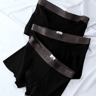 男士内裤男生纯棉平角底裤衩，头全棉100%纯色，黑色运动无菌短裤透气