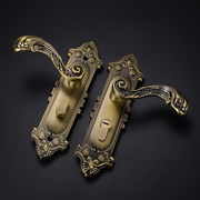 中式静音门锁室内房门通用型，青古铜复古执手锁对开门家用木门把手