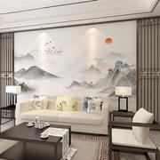 5d新中式电视背景墙壁纸家用客厅，山水画墙纸壁布，影视墙布水墨壁画