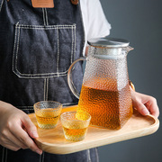 日式锤纹方形冷水壶凉水壶，耐高温玻璃果汁茶壶柠檬杯玻璃壶