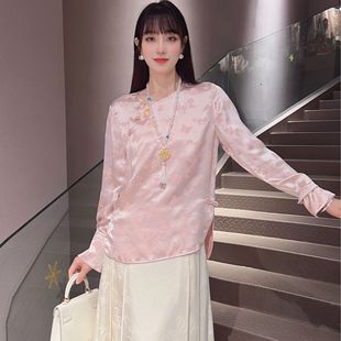 时尚复古中国风，新中式设计立领气质提花百搭薄衬衫7203