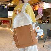 2024韩版小清新双肩包女校园，撞色高中生书包，日常休闲旅行背包