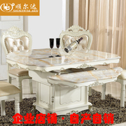 欧式品质奢华大理石伸缩餐桌一桌六椅实木，圆桌圆形方形组大小户型