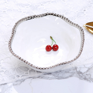 欧式工艺电镀陶瓷餐碗美食干果陶瓷碗水果沙拉，碗展示碗瑕疵
