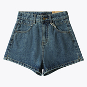 jeanshouse美式复古怀旧a字形，高腰小心机开衩牛仔裤子女夏季短裤