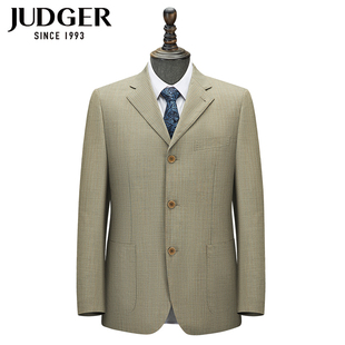 JUDGER庄吉男士条纹西服套装上衣商务休闲羊毛宽松西装毛料外套