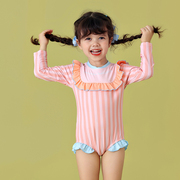 女童泳衣儿童长袖，游泳衣2023防晒网红款连体可爱宝宝泳装温泉