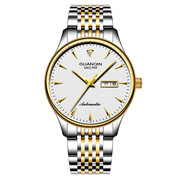 瑞士机械手表商务双日历简约镶钻表钢夜光，外贸手表防水男
