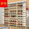 简易鞋架家用门口省空间经济型防尘布鞋柜(布鞋柜，)实木置物架多功能鞋架子