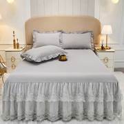 欧式床裙式床罩纯色刺绣，蕾丝纱花边床单，1.5米1.8m2.0床套夏季防滑